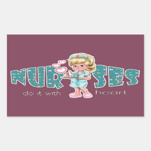 Las enfermeras se ocupan del corazón. Pegatinas d