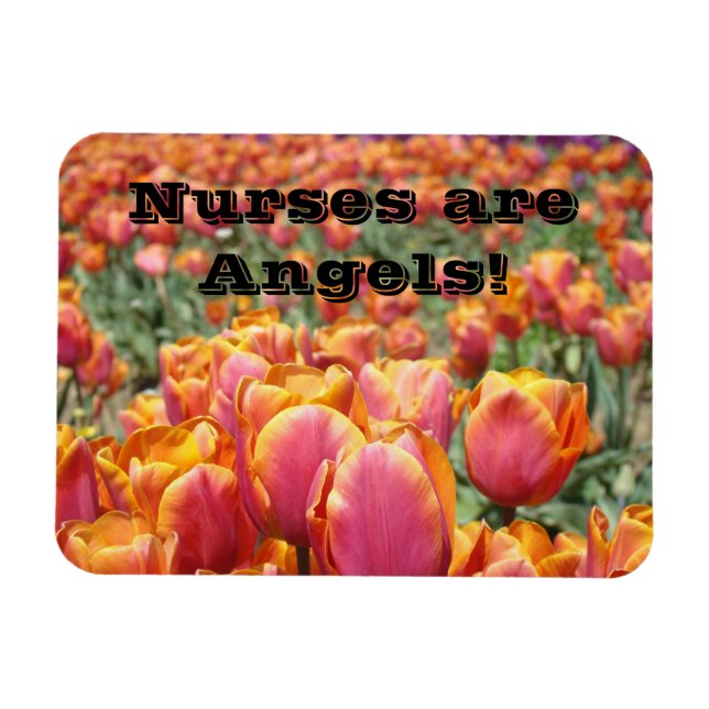 Las enfermeras son ángeles! imanes Flores de Tulip (Horizontal)