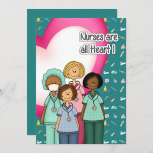 Las enfermeras son todo corazón. Tarjetas planas p