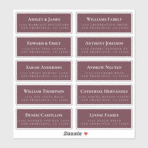 Las etiquetas de dirección de invitado de Borgoña 