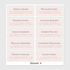 Las etiquetas de dirección de invitado rosa ORDEN