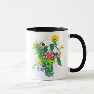 ¡Las flores de Cherie! Taza combinada negra de 11