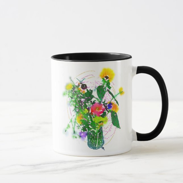 ¡Las flores de Cherie! Taza combinada negra de 11  (Derecha)