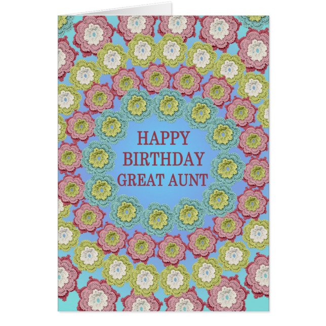 Las flores de crochet de cumpleaños de la tía gran (Frente)
