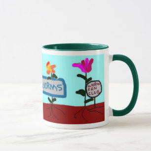 Las flores dicen que "amamos gusanos!" Taza