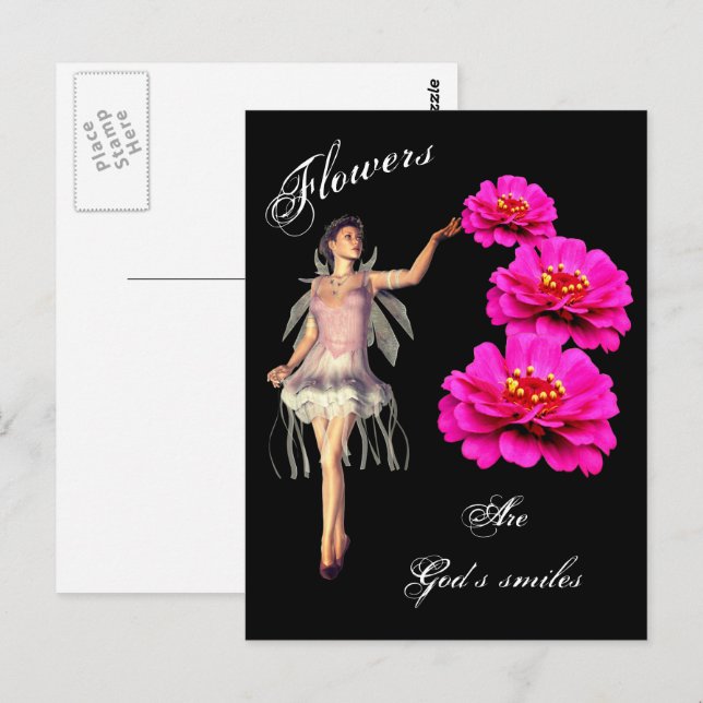 Las flores son las sonrisas de Dios Tarjeta postal (Anverso / Reverso)