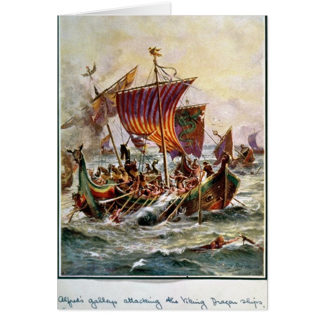 Las galeras de Alfred que atacan el dragón de (Frente)