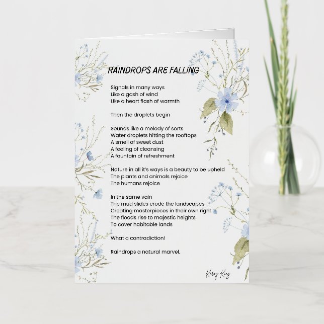 Las gotas de lluvia caen poesía (Anverso)