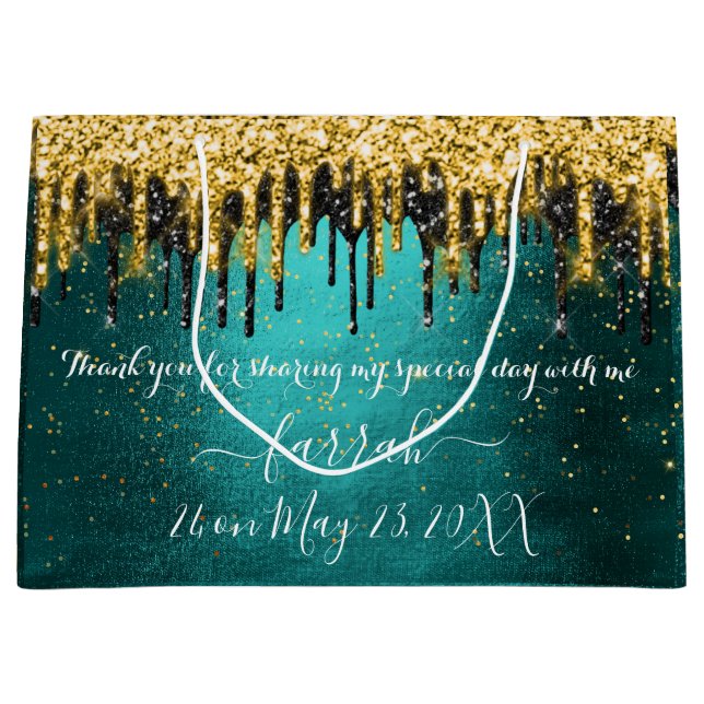 Las gotas negras verdes doradas favorecen la bolsa (Anverso)