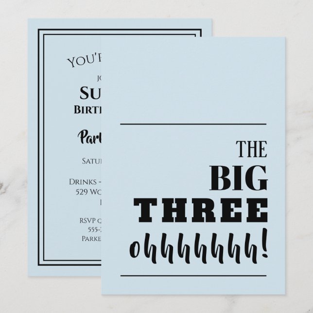 Las grandes invitaciones de cumpleaños 30 (Anverso / Reverso)