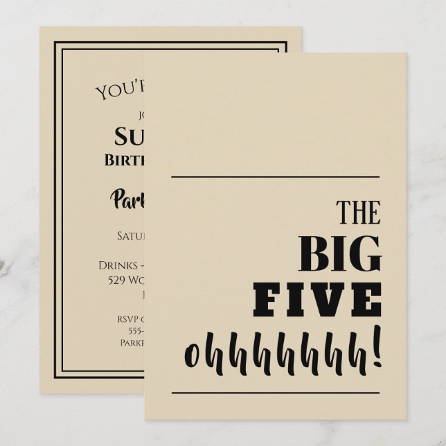 Las grandes invitaciones de cumpleaños 50 (Anverso / Reverso)
