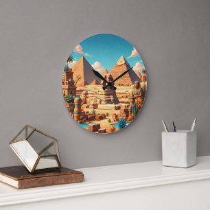 Las grandes pirámides y el reloj de pared sin tiem