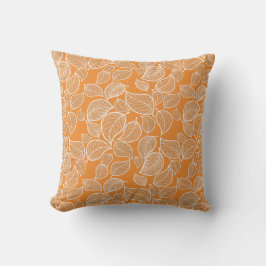 Las hojas blancas en el Cojín decorativo Naranja