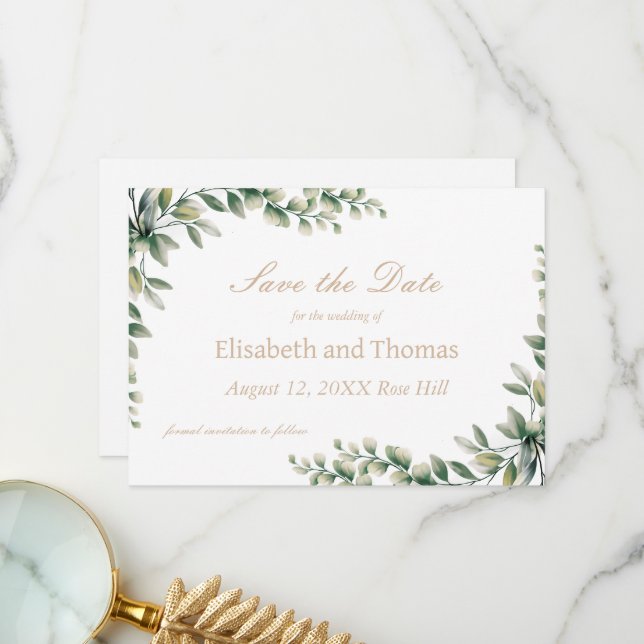 Las hojas de eucalipto botánico ahorran la tarjeta (Anverso/Reverso In Situ)