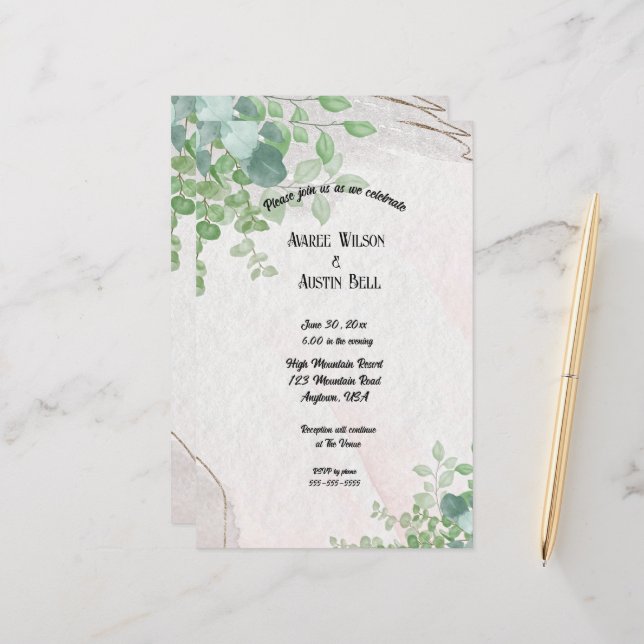 Las Hojas De Eucalipto De La Acuarela En El Marco  (Anverso/Reverso In Situ)