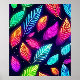 Las hojas de Neon en el vibrante arte brillante
