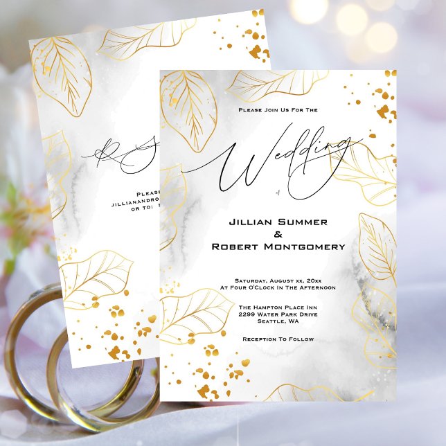 Las hojas de oro elegante invitación a la boda (Gold Leaf Elegant Wedding Invitation)