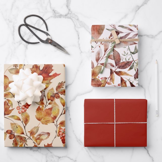 Las hojas de otoño caen en rojo Gold Brown (Anverso)