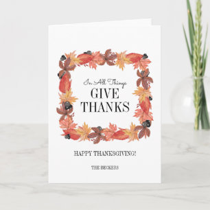Las hojas de otoño dan gracias a la tarjeta de Acc