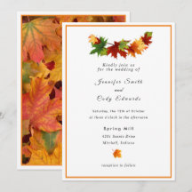 Las hojas de otoño personalizan la invitación a la