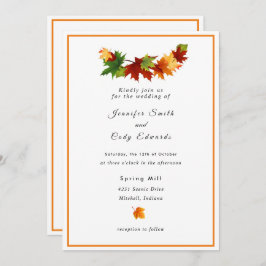 Las hojas de otoño personalizan la invitación a la