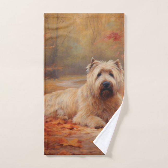 Las hojas de Wheaten Terrier se inspiran en otoño (Toalla de mano)