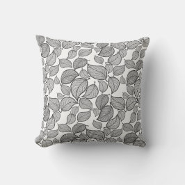 Las hojas negras en el Cojín decorativo blanco