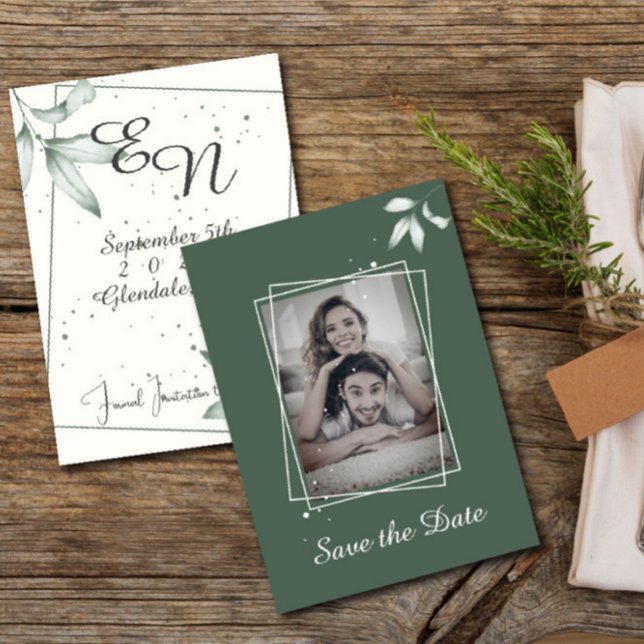 Las hojas románticas salvan la invitación a la fot (Subido por el creador)