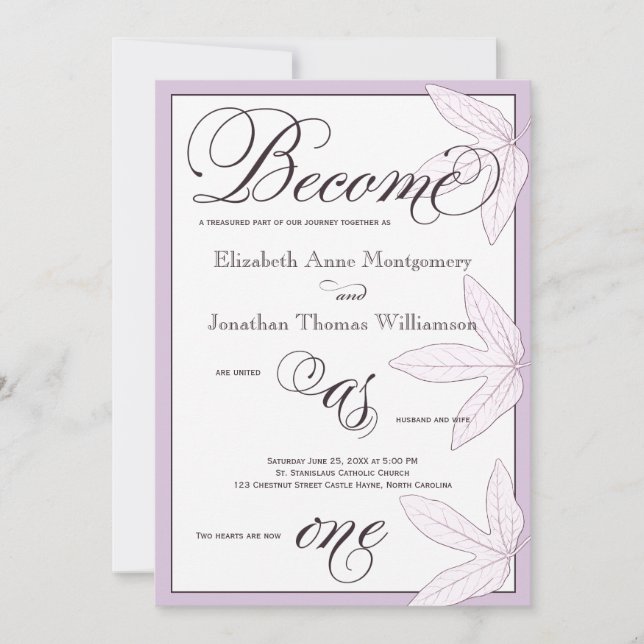 Las hojas se convierten en una invitación a la bod (Anverso)