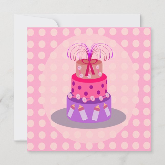 Las invitaciones a la ducha de bebé rosado Chica (Anverso)