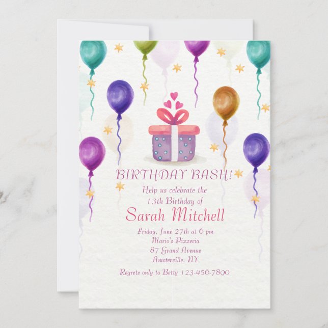 Las invitaciones a la fiesta de cumpleaños (Anverso)