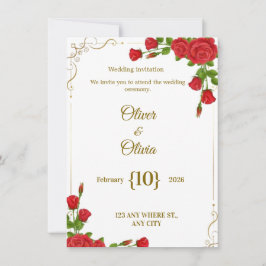 Las invitaciones de boda adornadas con rosas rojas