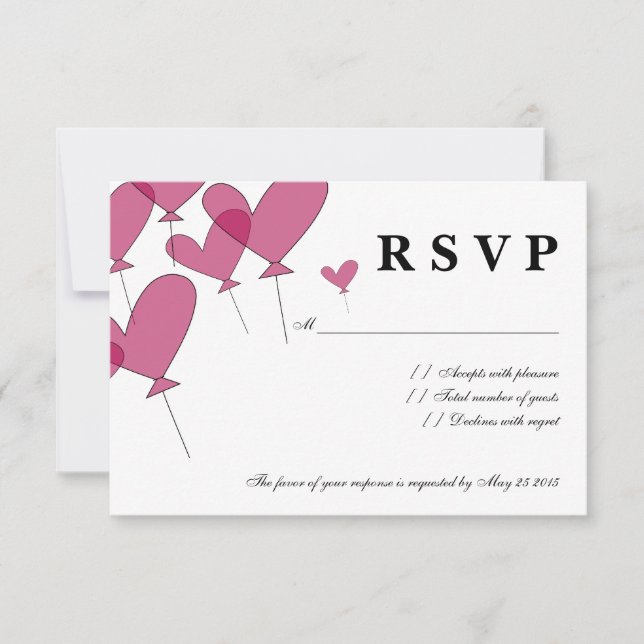 Las invitaciones de boda de RSVP con el globo rojo (Anverso)