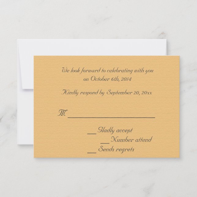 Las invitaciones RSVP de la boda de Mulberry Tree. (Anverso)