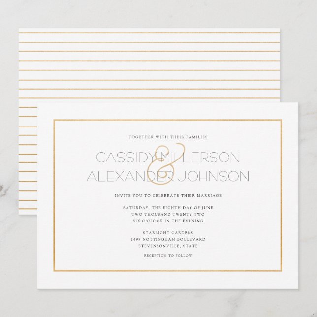 Las invitaciones simples del boda del marco del (Anverso / Reverso)