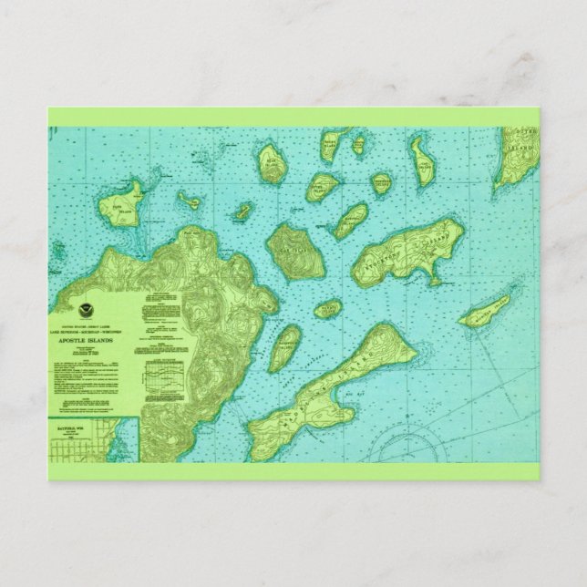Las Islas Apostle Mapa Tarjeta Postal (Anverso)