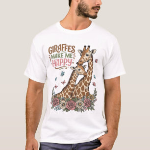 Las jirafas me hacen feliz diseño de camisa floral