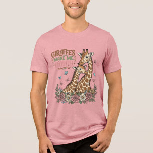 Las jirafas me hacen feliz diseño de camisa floral