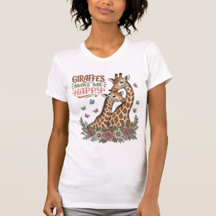 Las jirafas me hacen feliz diseño de camisa floral