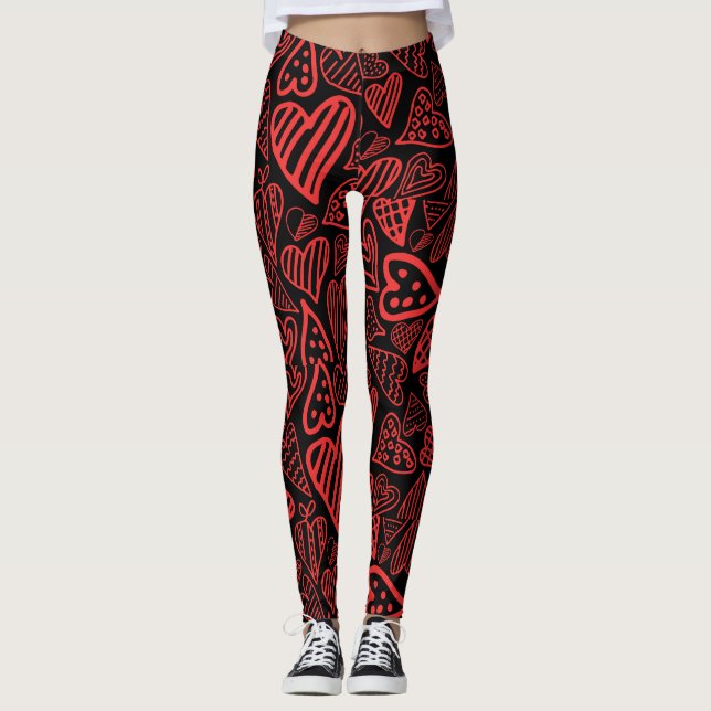 Las leggings de San Valentín_corazones son negras (Anverso)