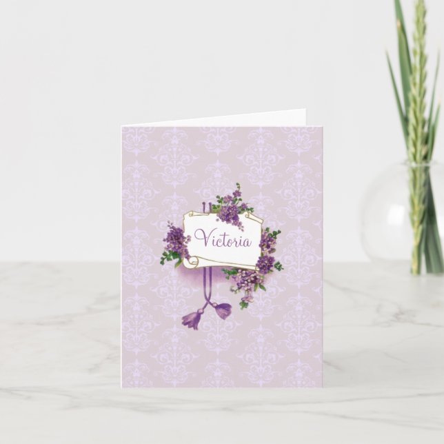 Las lilas del vintage personalizaron la tarjeta de (Anverso)