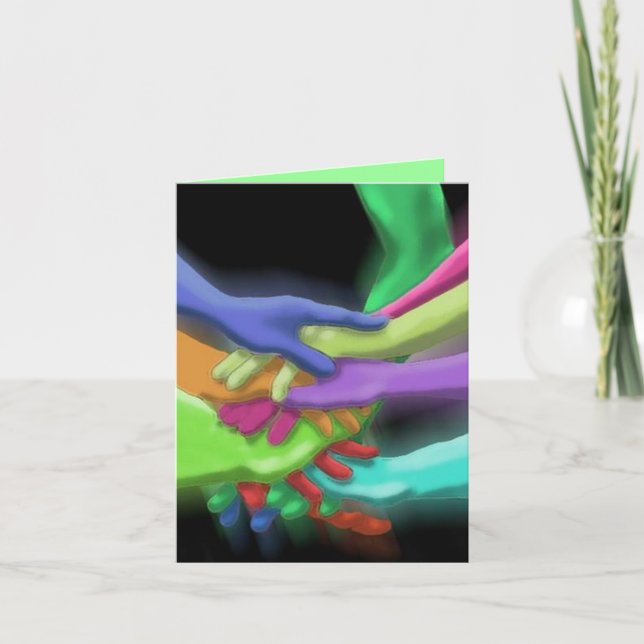Las manos apiladas de Neon GRACIAS Tarjeta Para Am (Anverso)