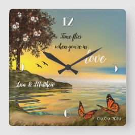 Las mariposas aman el reloj de pared del lago Suns