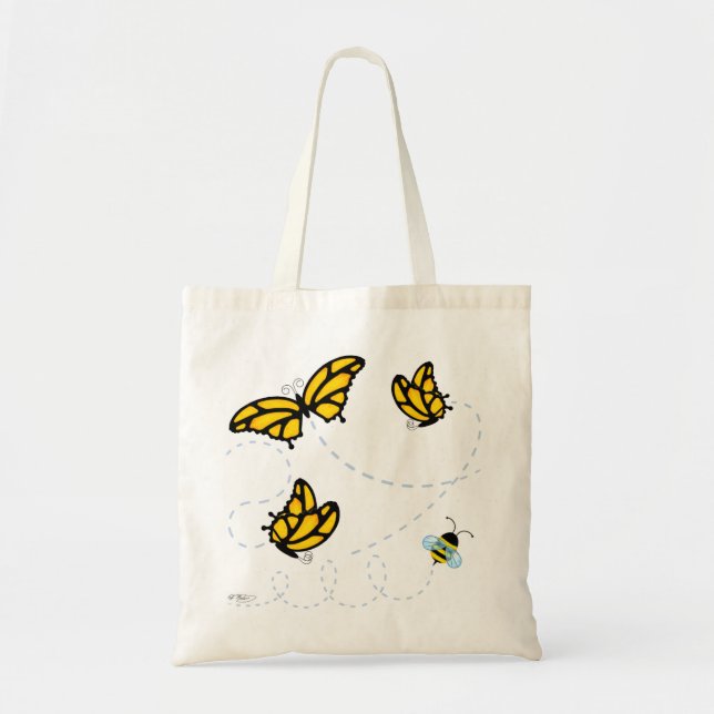 Las mariposas de monarca y manosean la bolsa de (Frente)