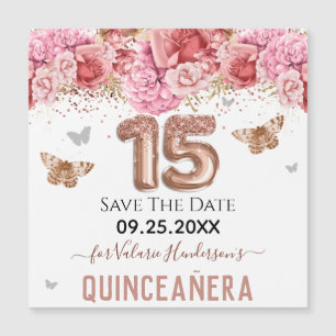 Las mariposas florales rosa Quinceañera salva la f