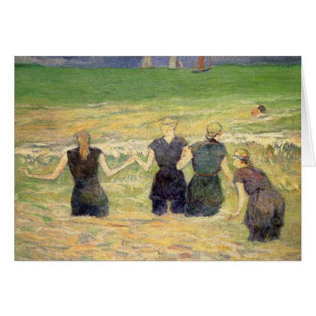 Las mujeres bañan a Dieppe por Paul Gauguin (Anverso (Horizontal))