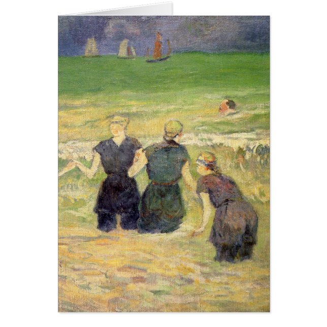 Las mujeres bañan a Dieppe por Paul Gauguin (Frente)
