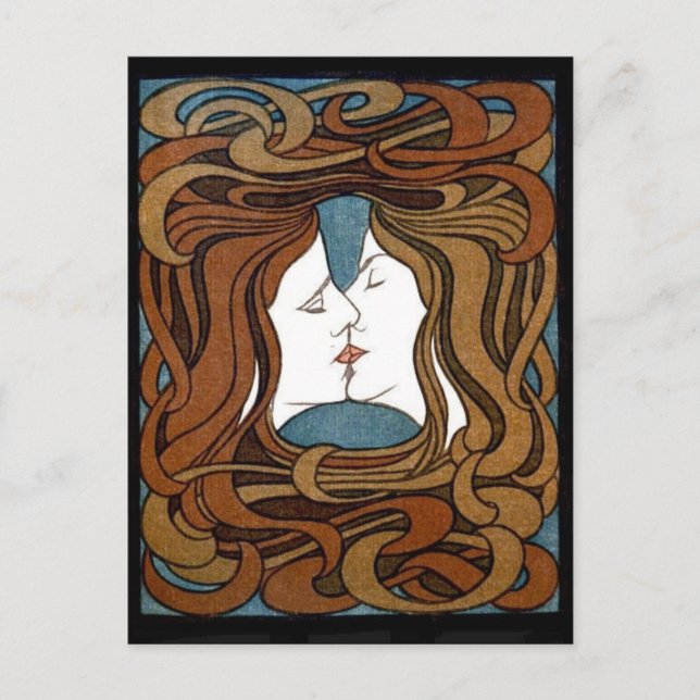 Las mujeres comparten una postal de un beso (Anverso)