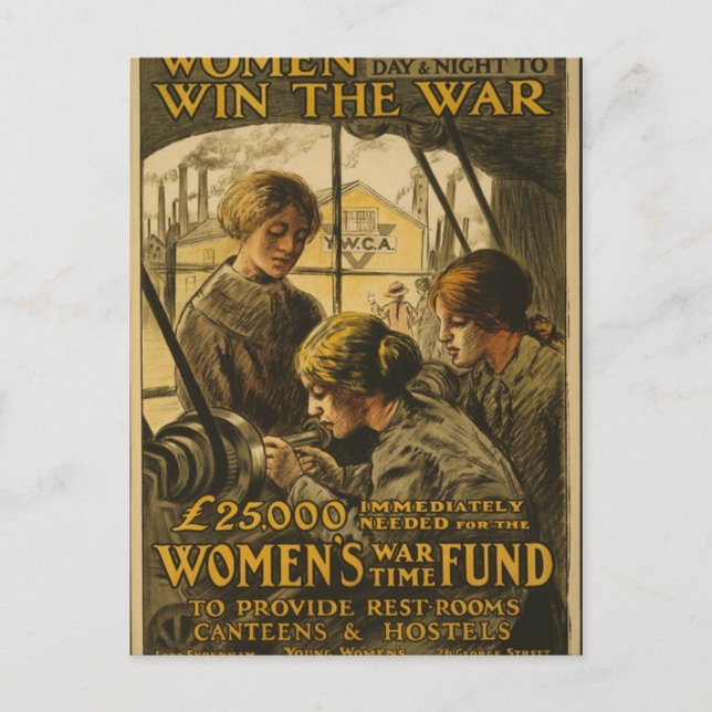 Las mujeres ganan la tarjeta postal de guerra (Anverso)