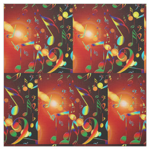 Las notas de la música en neón colorean la tela